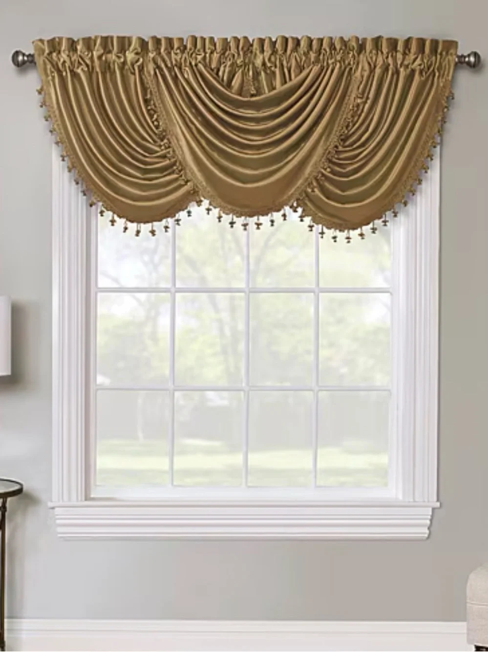 Elegant Brown Tassel Window Valance - Home Accents